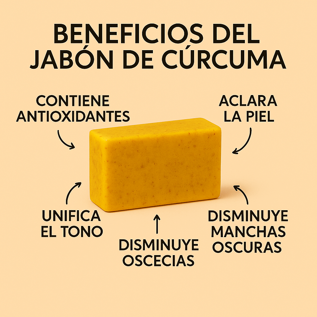 Jabón de cúrcuma con ácido kójico y ácido hialurónico para aclarar la piel