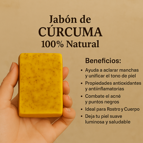 Jabón de cúrcuma artesanal que ayuda a reducir cicatrices e imperfecciones