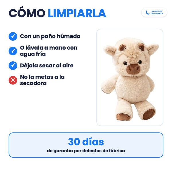 Cómo limpiar la vaquita que corre: con un paño húmedo o a mano con agua fría, secar al aire y sin secadora