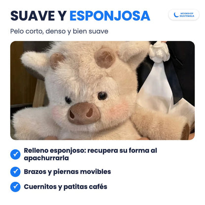 Vaquita que corre en brazos: pelo corto, denso y suave, con relleno esponjoso